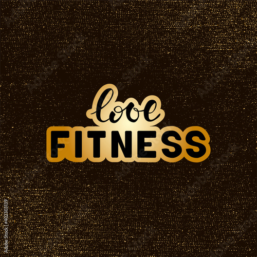 Vector illustration of love fitness lettering for banner, leaflet, poster, clothes, logo, advertisement design. Handwritten text for template, signage, billboard, printing. Brush pen lettering
