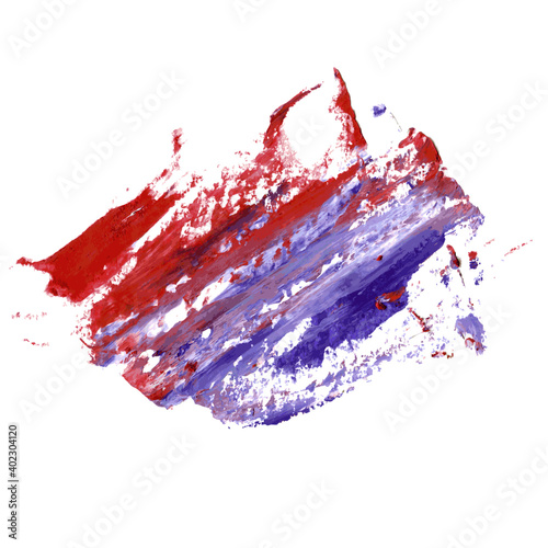 Bright goache pink and blue stain drips. Abstract illustration on a white background
