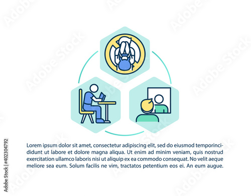 Overcoming procrastination tips concept icon with text. Forgive for procrastinating. Commit to task. PPT page vector template. Brochure, magazine, booklet design element with linear illustrations