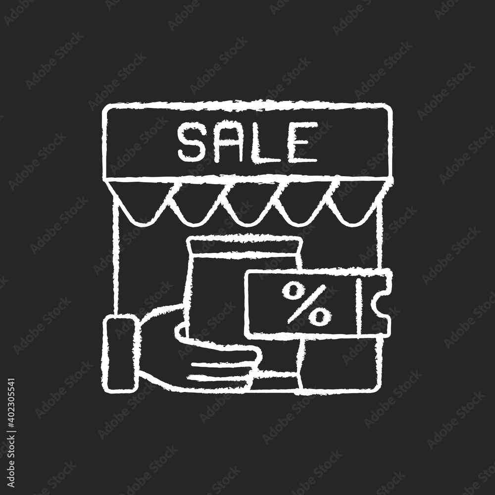 Transactional marketing chalk white icon on black background. Business strategy that focuses on single transactions. Different sales advices. Isolated vector chalkboard illustration Transactional marketing chalk white icon on black background. Business strategy that focuses on single transactions. Different sales advices. Isolated vector chalkboard illustration