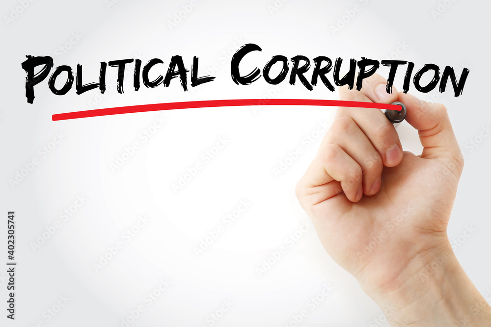 Political Corruption text with marker, concept background Political Corruption text with marker, concept background