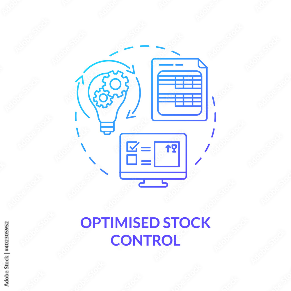 Optimised stock control concept icon. Warehouse management software
