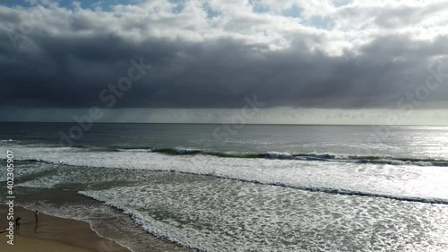 storm clouds over the sea. drone view