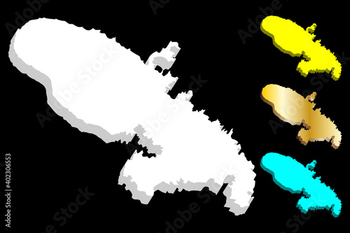 3D map of Martinique - white, yellow, blue and gold - vector illustration