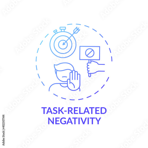 Task-related negativity concept icon. Procrastination cause idea thin line illustration. Negative emotions associated with task. Stressful factors. Vector isolated outline RGB color drawing