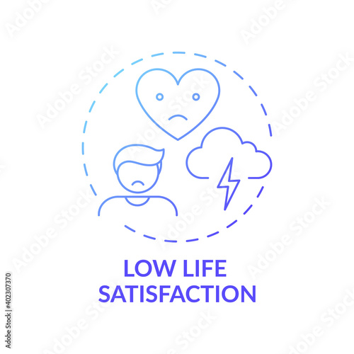 Low life satisfaction concept icon. Procrastination effect idea thin line illustration. Depression symptoms. Impossible-to-achieve perfection standard. Vector isolated outline RGB color drawing