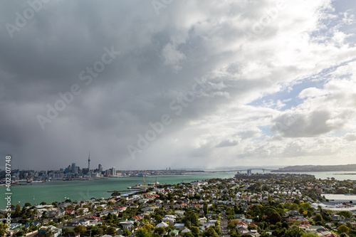 Dark cloud over Auckland skyline