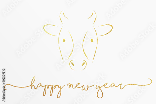 2021 - chinese year of the iron bull - happy new year 2021 glitter