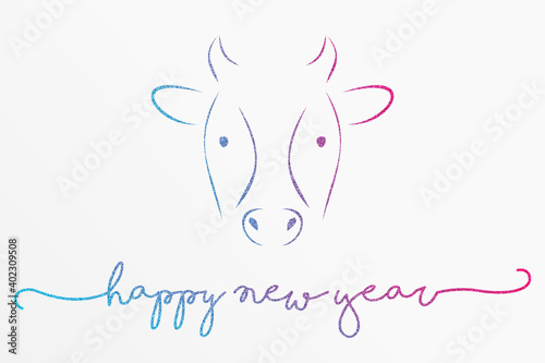 2021 - chinese year of the iron bull - happy new year 2021 glitter