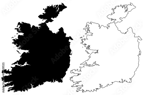 Ireland map vector illustration, scribble sketch Republic of Ireland map