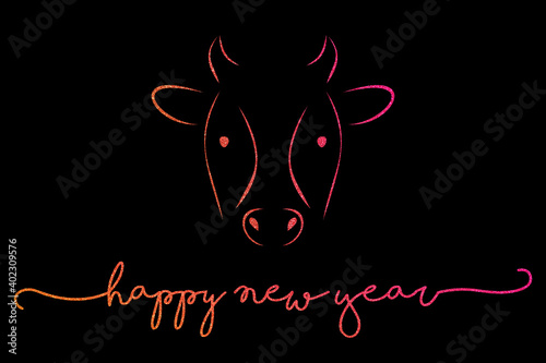 2021 - chinese year of the iron bull - happy new year 2021 glitter