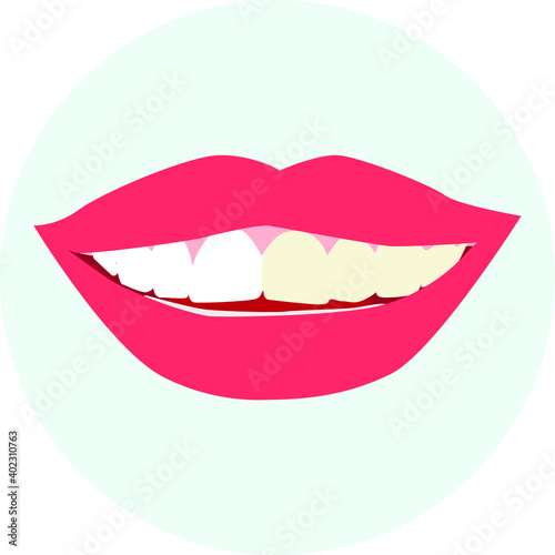 Vector icon before and after teeth whitening. Smile with beautiful teeth