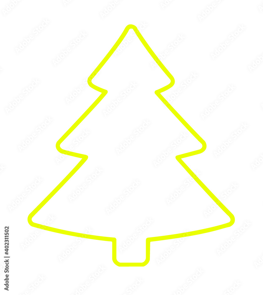 Christmas Tree Yellow Flat Icon On White Background Christmas Tree Yellow Flat Icon On White Background