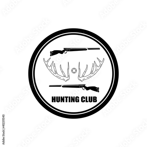 logo hunter deer with a rifle with a silhouette retro style