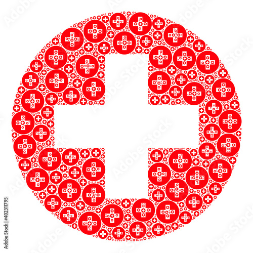 Картината върху платно Vector medical aid mosaic is formed from random recursive medical aid icons