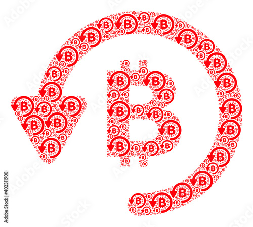 Vector bitcoin refund fractal is constructed from random recursive bitcoin refund elements. Fractal collage from bitcoin refund.