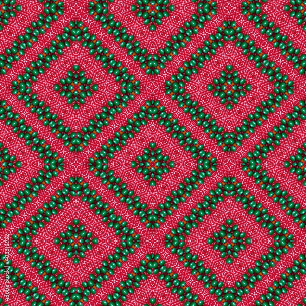 Seamless pattern with symmetric geometric ornament.
