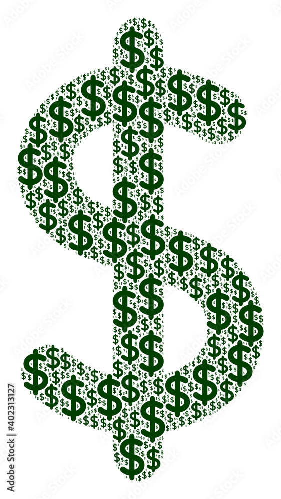 Vector dollar sign fractal is organized of repeating recursive dollar sign parts. Recursive composition from dollar sign. Vector dollar sign fractal is organized of repeating recursive dollar sign parts. Recursive composition from dollar sign.