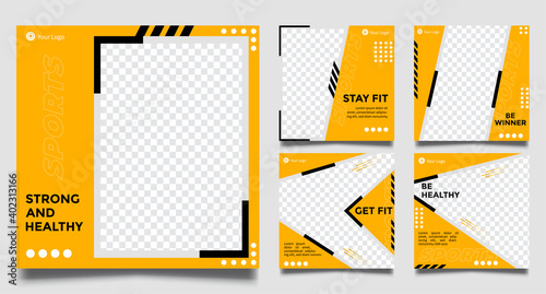 Set of Fitness Social media post templates. modern vector design. Vector illustration.