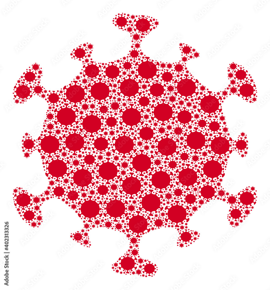 Vector covid virus collage is formed of scattered fractal covid virus items. Fractal collage from covid virus. Vector covid virus collage is formed of scattered fractal covid virus items. Fractal collage from covid virus.