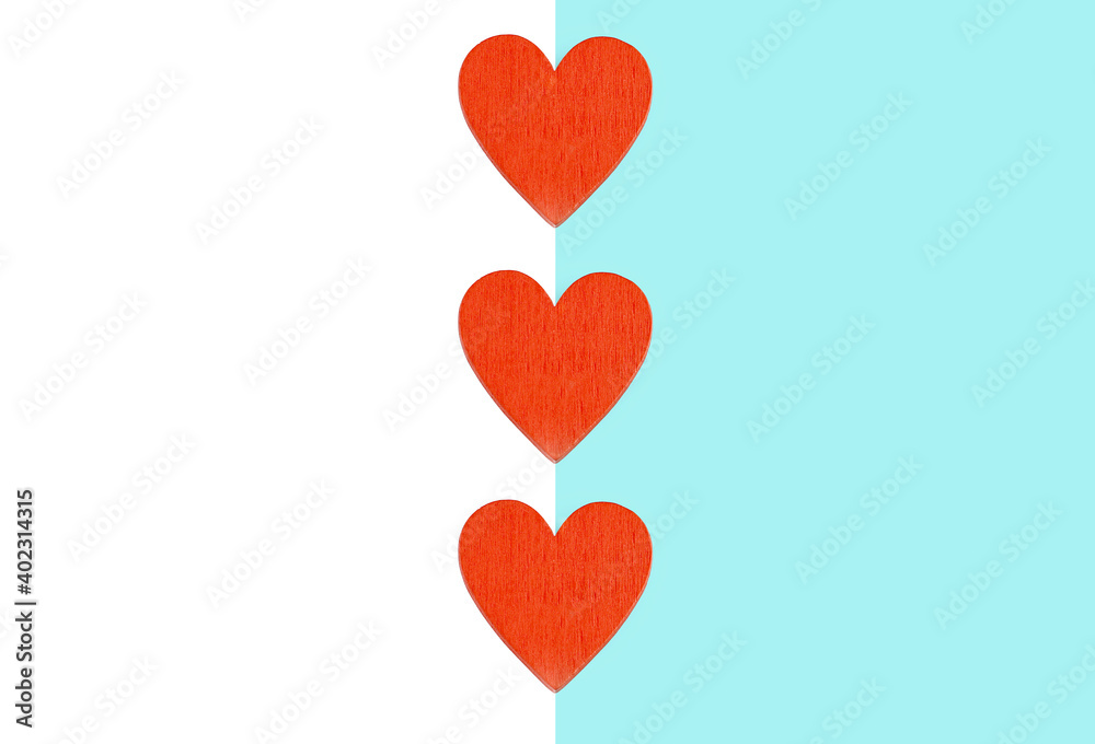 red hearts on white background