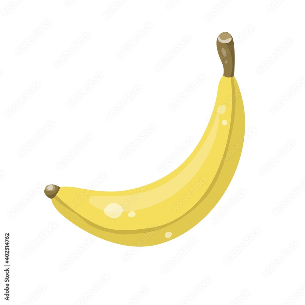Cartoon banana isolated on white background. Vector illustration