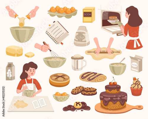 Homemade Cooking Flat Color Set