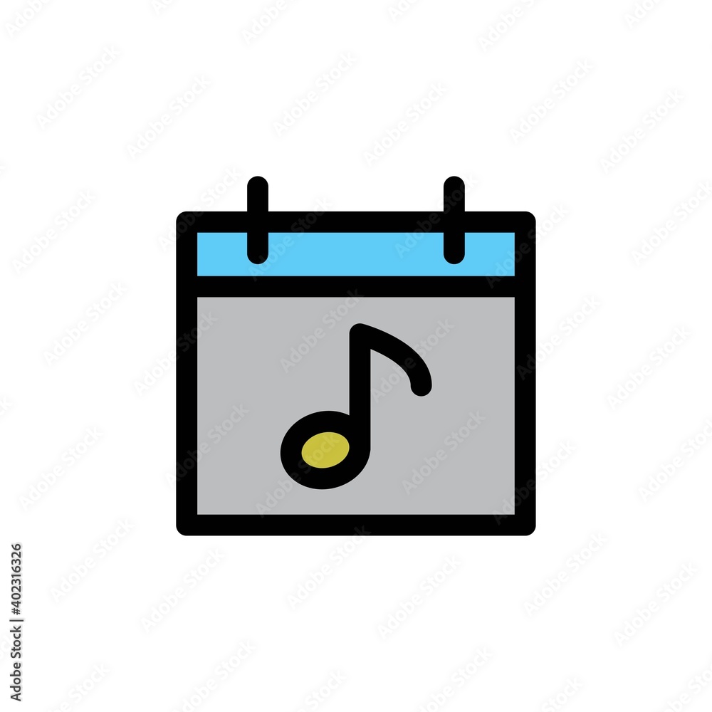 Concert filled line Icon. calendar and date vector illustration on white background Concert filled line Icon. calendar and date vector illustration on white background
