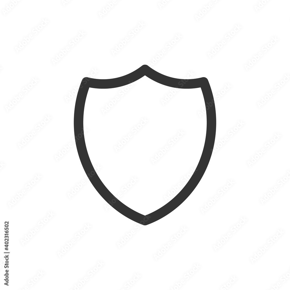Shield icon. Shielding symbol in black and white color. Security and protector sign isolated on white Shield icon. Shielding symbol in black and white color. Security and protector sign isolated on white