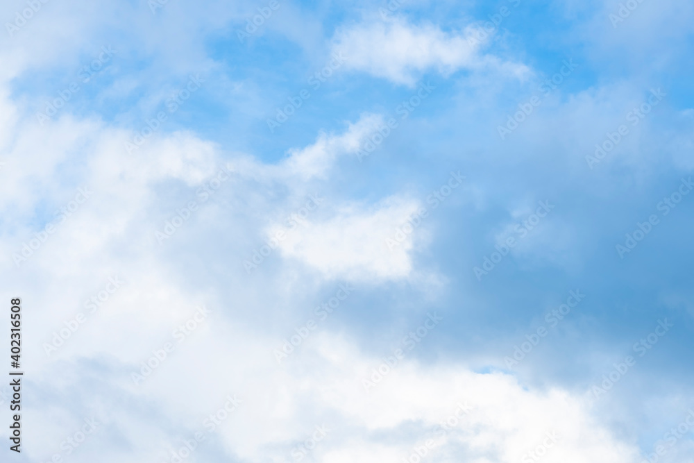 Stunning view of a blue sky with white fluffy clouds during a sunny day. Natural background with copy space. Stunning view of a blue sky with white fluffy clouds during a sunny day. Natural background with copy space.
