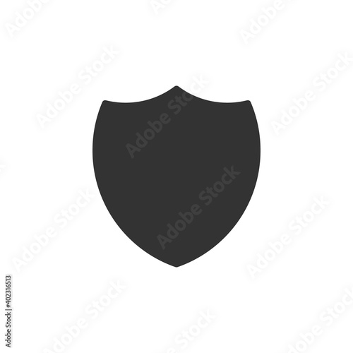 Shield black icon. Shielding silhouette. Security and protector symbol isolated on white. Vector simple illustration.