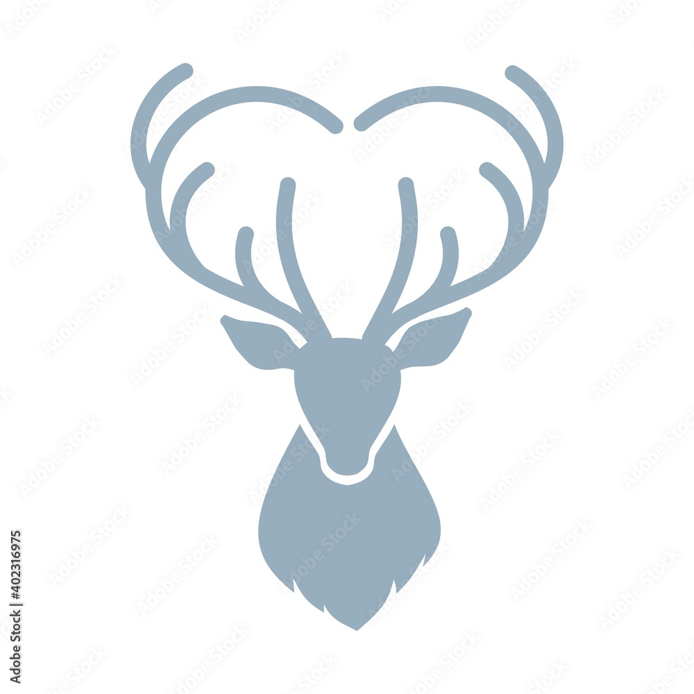 Deer head with heart shaped antlers
Deer head with heart shaped antlers