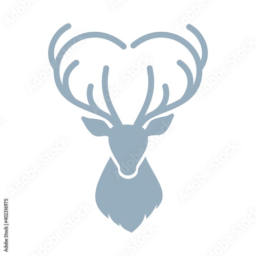 Deer head with heart shaped antlers 