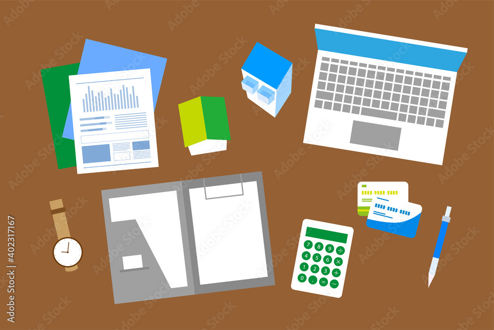 デスク 相続 資産 Pc ファイル 書類 勉強 遺産 ベクター Ai 素材 デザイン Stock Vector Adobe Stock