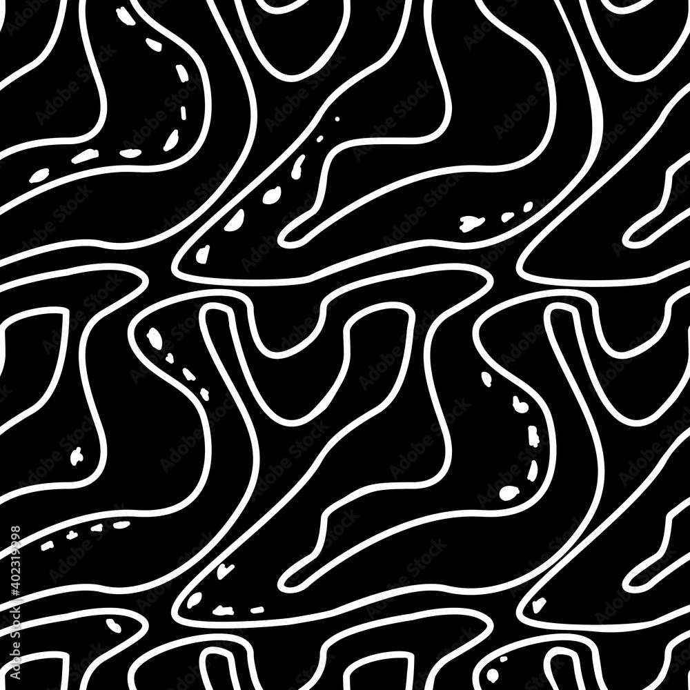 Black and white seamless pattern of wavy lines.Abstract design for paper,cover,fabric,interior decor and other users.Vector illustration. Black and white seamless pattern of wavy lines.Abstract design for paper,cover,fabric,interior decor and other users.Vector illustration.