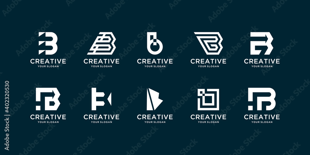 Modern collection of b letter initials logos Modern collection of b letter initials logos