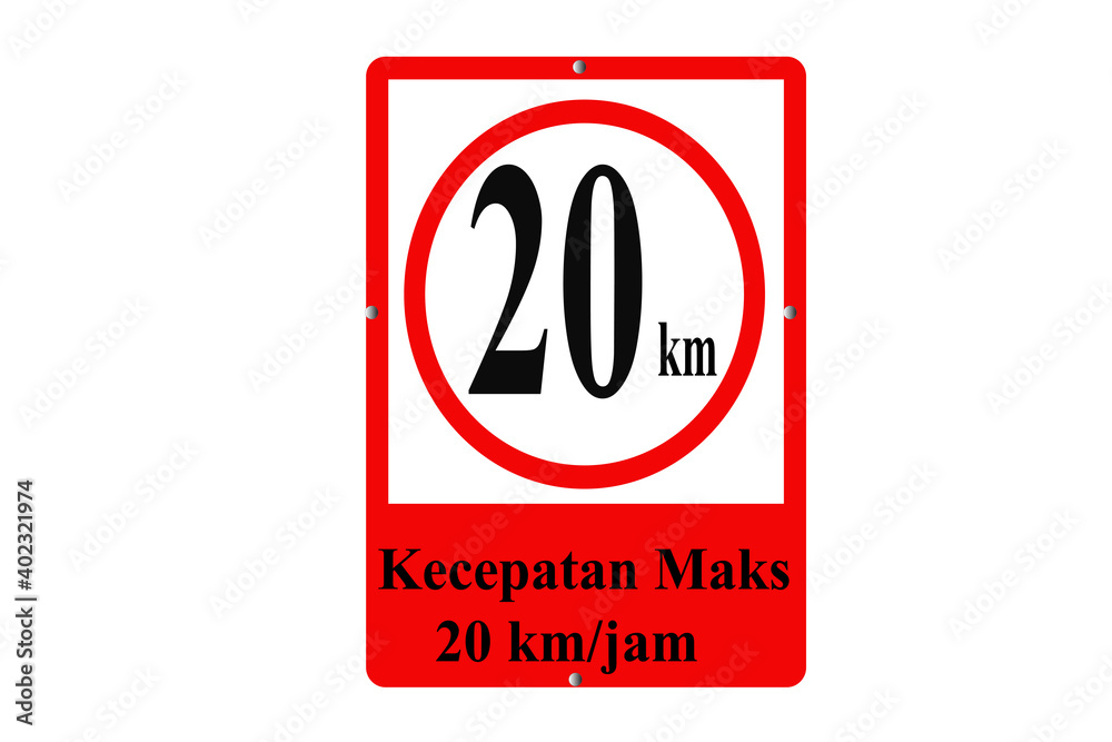 Fototapeta premium Traffic Road sign 20 km speed limit on the road