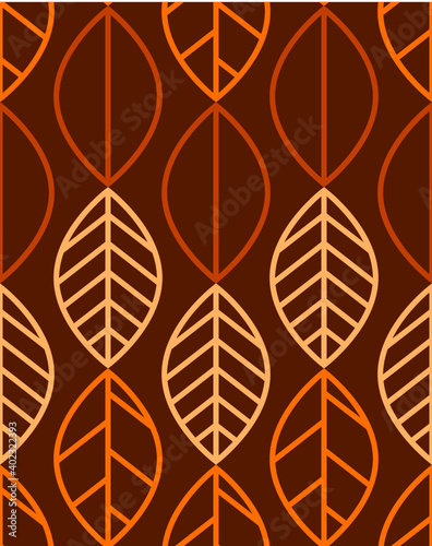 Seamless pattern with yellow, brown and orange autumn leaves