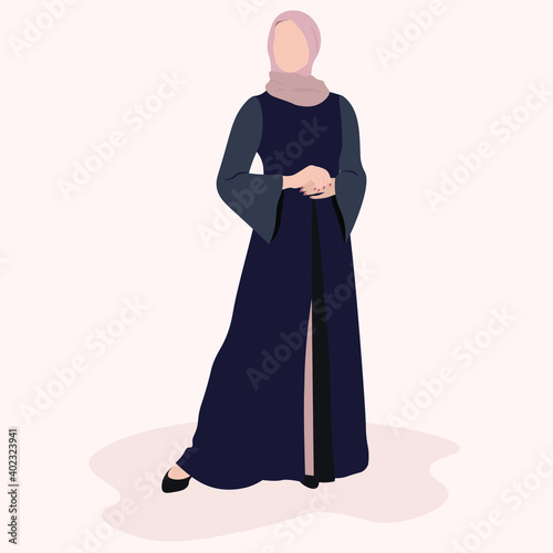 emirati arabic young muslim woman in the black beautiful abaya and hijab from united arab emirates faceless best islamic model