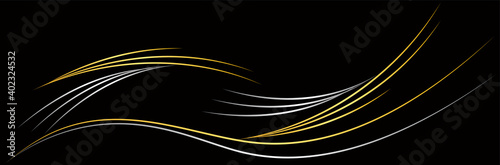 Black background, with silver and gold line, banner design