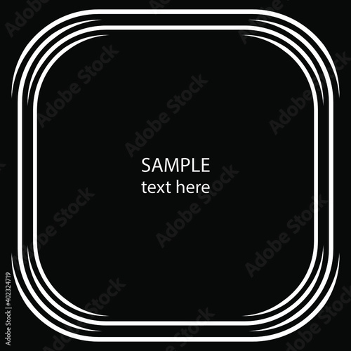 White abstract rounded frame. Vector illustration. Design element for logo, sign, symbol, blackout tattoo, web pages, prints, posters, monochrome pattern and abstract background