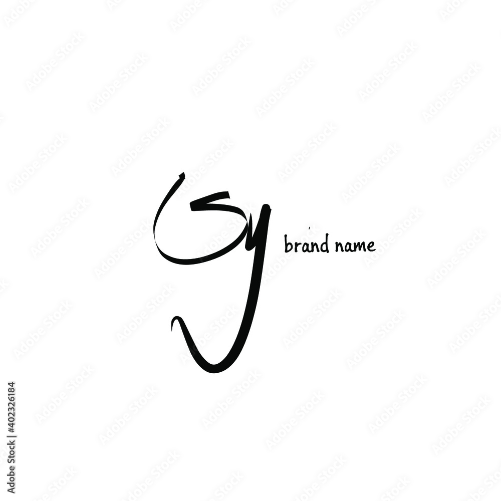 Sy S y Initial Handwriting or Handwritten Logo for Identity. Logo with Signature and Hand Drawn Style.