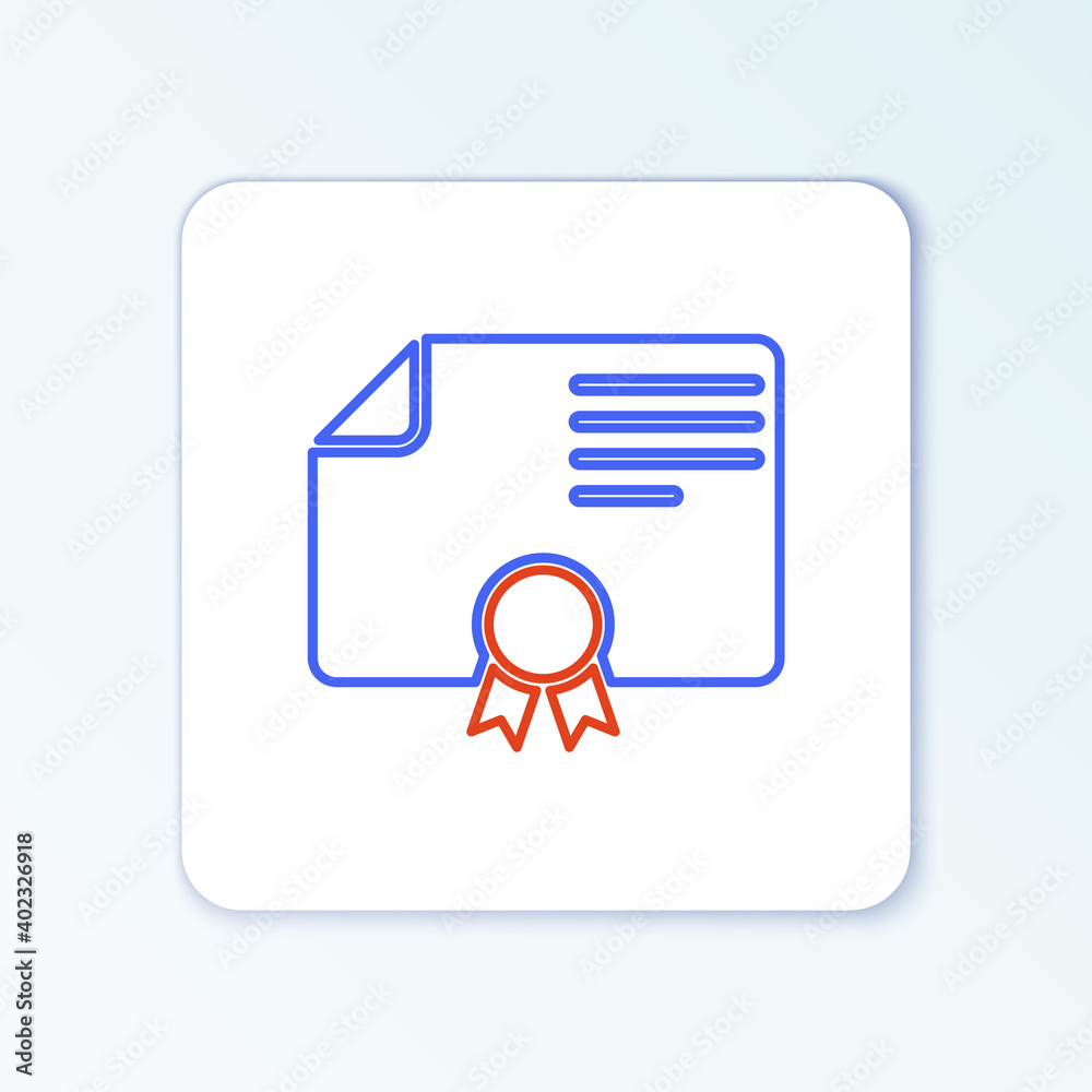 Line Certificate template icon isolated on white background. Achievement, award, degree, grant, diploma. Business success certificate. Colorful outline concept. Vector. Line Certificate template icon isolated on white background. Achievement, award, degree, grant, diploma. Business success certificate. Colorful outline concept. Vector.