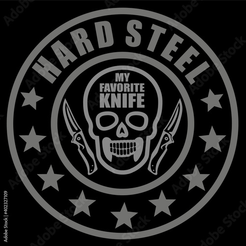 military emblem with skull and knife,grunge vintage design t shirts