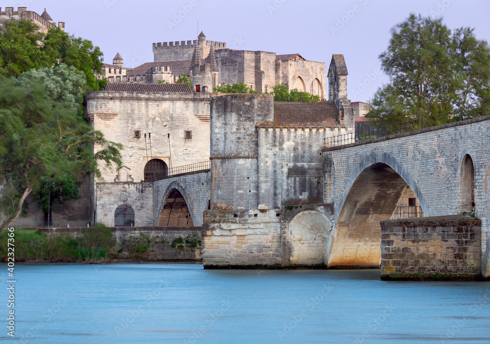 Avignon. Bridge of St. Benezet over the Rhone River. Avignon. Bridge of St. Benezet over the Rhone River.