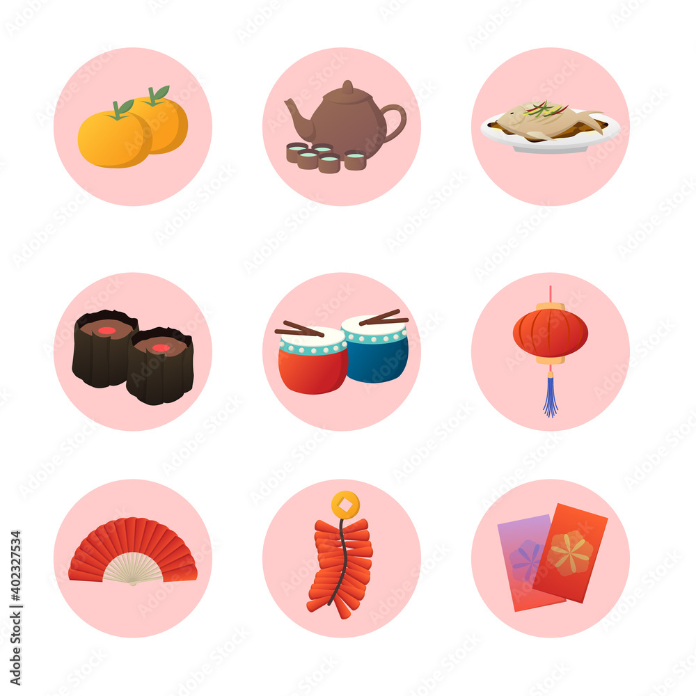 Chinese new year elements set icon