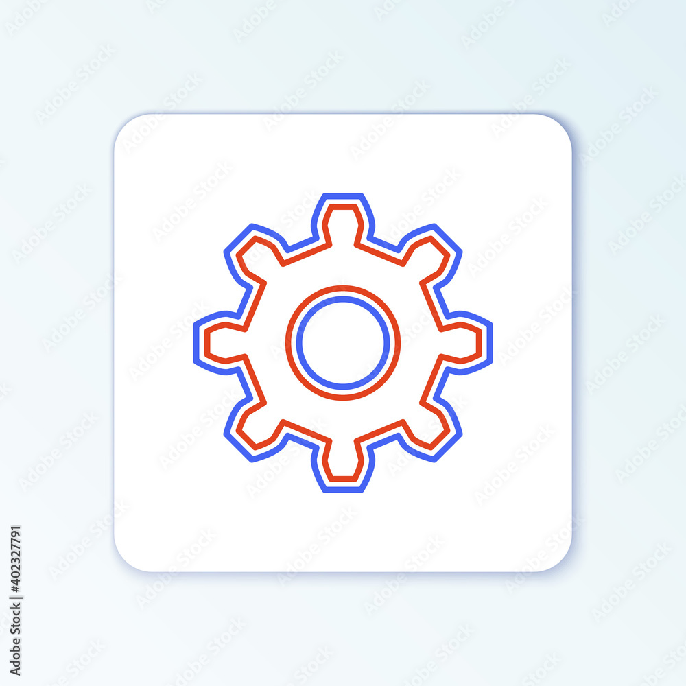 Line Gear icon isolated on white background. Cogwheel gear settings sign. Cog symbol. Colorful outline concept. Vector. Line Gear icon isolated on white background. Cogwheel gear settings sign. Cog symbol. Colorful outline concept. Vector.