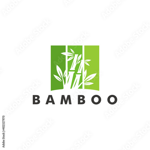 Bamboo logo template, nature forest icon design - vector