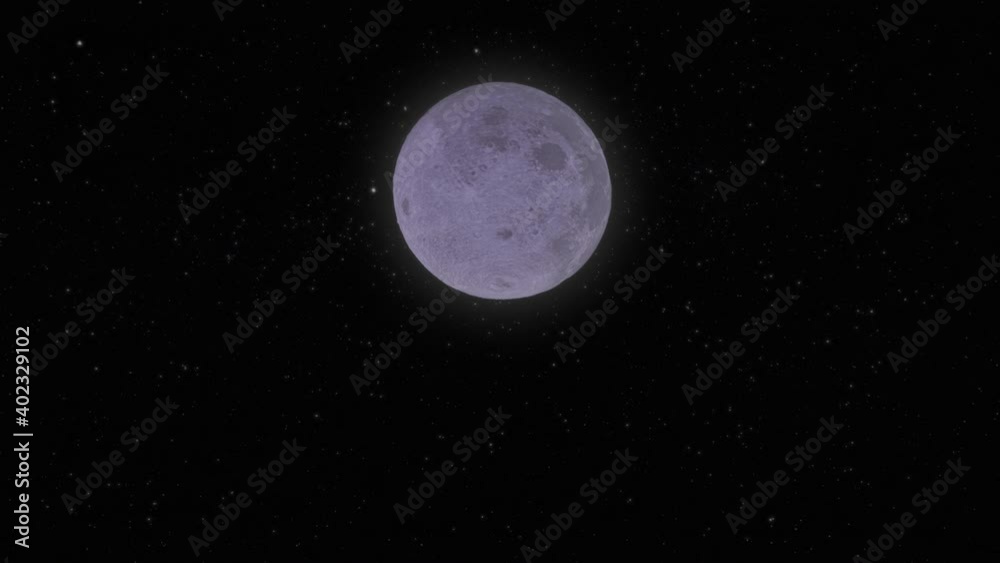 Full moon rotating high in a peaceful twinkling starry night sky, seamless loop Full moon rotating high in a peaceful twinkling starry night sky, seamless loop