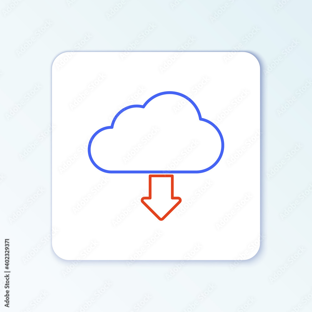 Line Cloud download icon isolated on white background. Colorful outline concept. Vector.